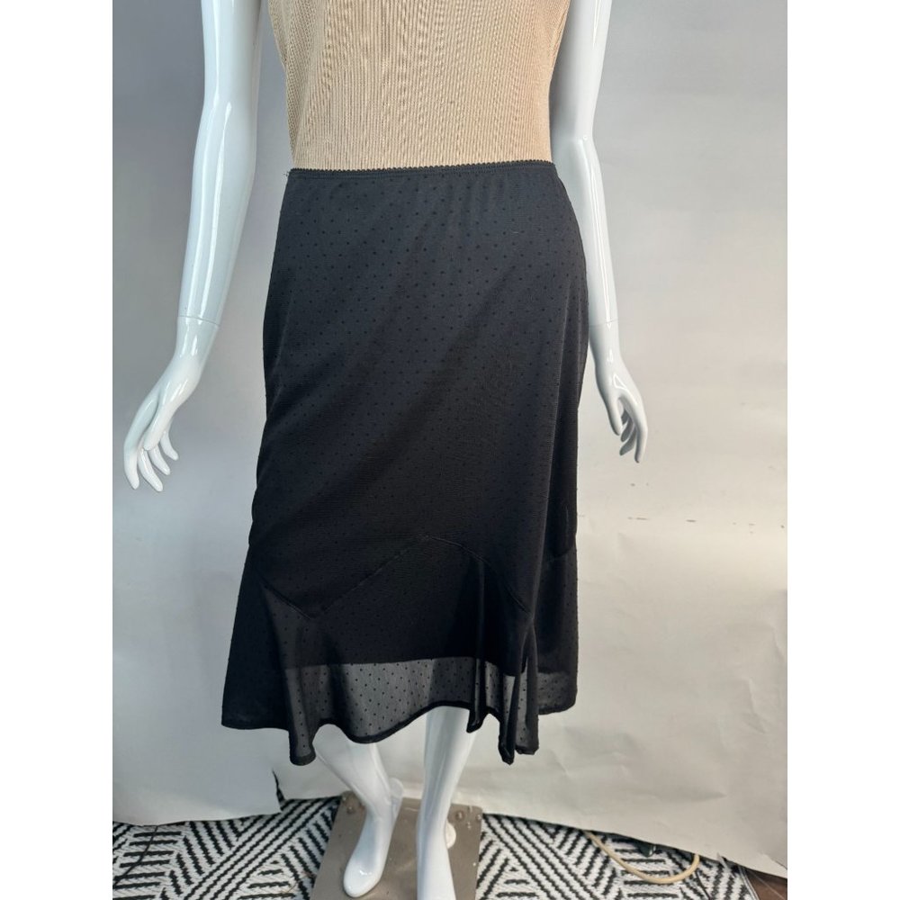 Paris Blues Black Sheer polka dot skirt lined M Black Polyester